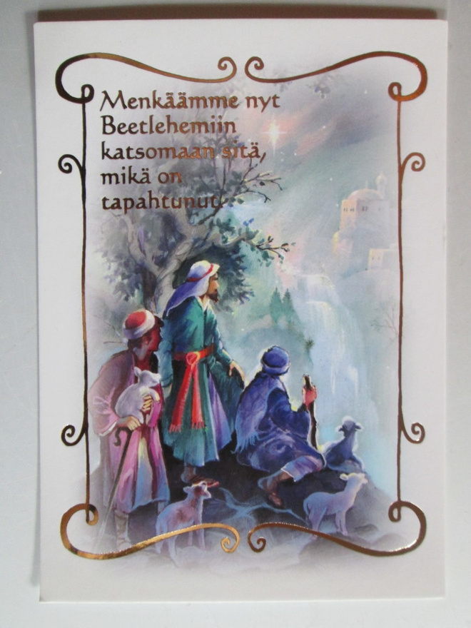KULKEMATON KAUNIS JOULUKORTTI KULTAKIMALLETTA