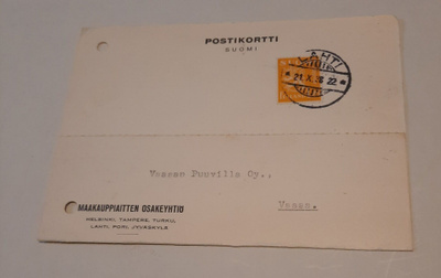 Firmakortti Maakauppiaitten Osakeyhtiö, Lahti 1938