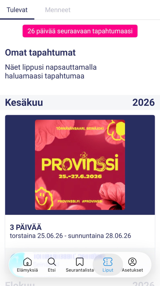 Provinssi 2026 to-la 3pv lippu 25.-27.6.