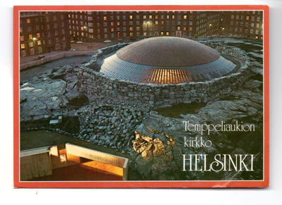 Helsinki:  Temppeliaukion kirkko yöllä