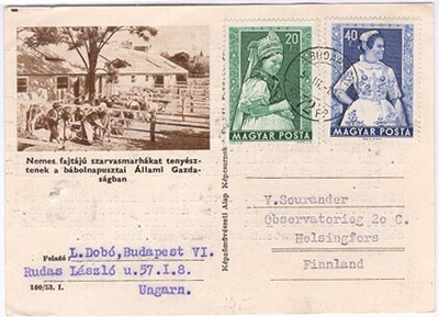 Unkari Mi 1332 ym postikortti Suomeen