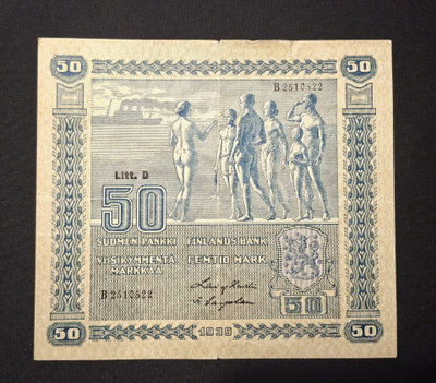 50 Markkaa 1939 Litt,D