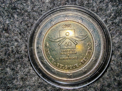 2 € Belgia 2008 Ihmisoikeuksien julistuksen 60. juhlavuosi