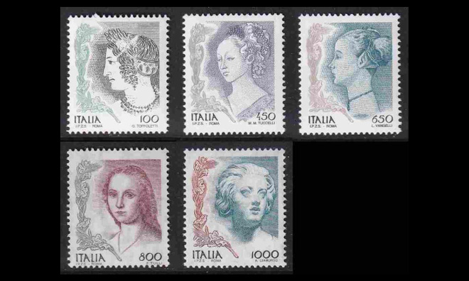 Italia 2614-8 ** Käyttösarja nainen taiteessa (1999)
