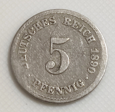 Saksa 5 Pfennig 1890A