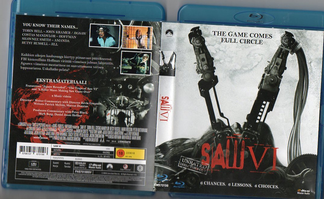 Saw 6	(9 780)	k	-FI-	BLU-RAY	suomik.		tobin bell	2009