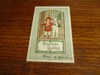 carte postale pk kohokortti joulutavaroita tuodaan kulkenut