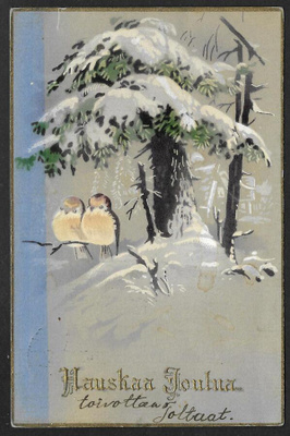 Talvinen metsä , pikkulinnut oksalla