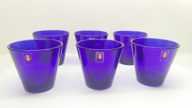 Kaj Franck koboltinsininen Kartio snapsilasi 6 kpl, Iittala