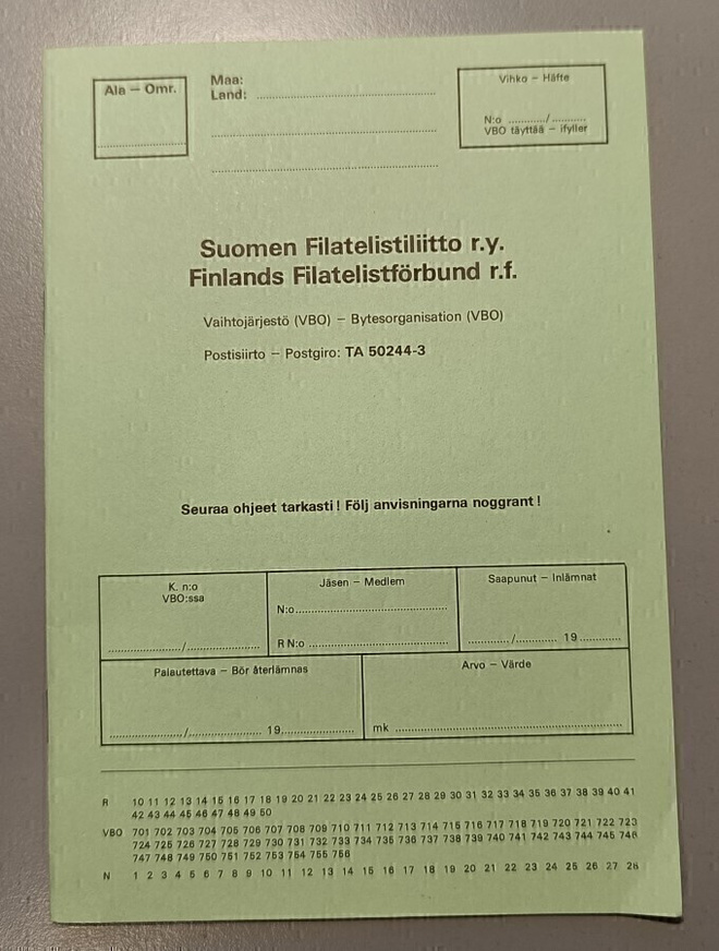VBO:n valintavihko, tyhjä / käyttämätön
