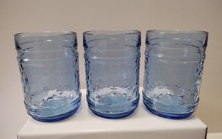 3 x sininen juomalasi Riihimäen lasi