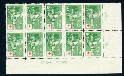 1942 Punainen Risti ( PR ) 50p+25p nro 10-ryhmä ** Lape 278