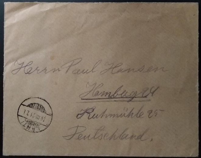 Saarismerkkikirje Saksaan, Lahti 1921