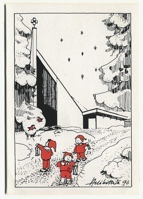 Pyhäjoki kirkko ja tonttuja 1990