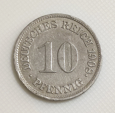 Saksa 10 Pfennig 1908G