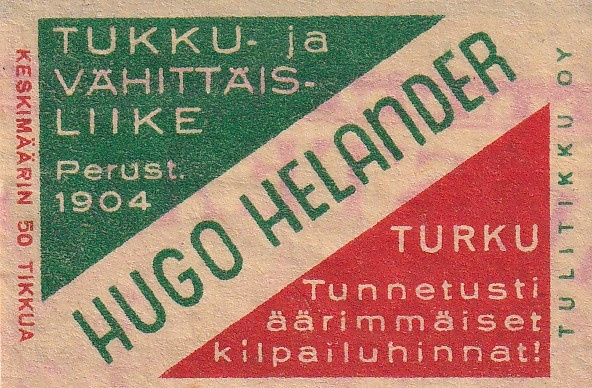 Turku, Hugo Helander , Tulitikku Oy     b586