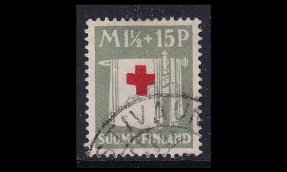 159 o Punainen risti 1 1/2mk+15p postivaunu (1930)