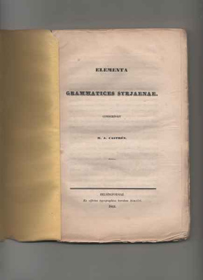 Castren: Elementa grammatices syrjaenae,Helsingforsiae 1844