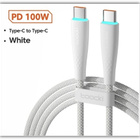 USB C - USB C - valkoinen punottu PD 100W kaapeli /1m #28326 - pikkukuva 1