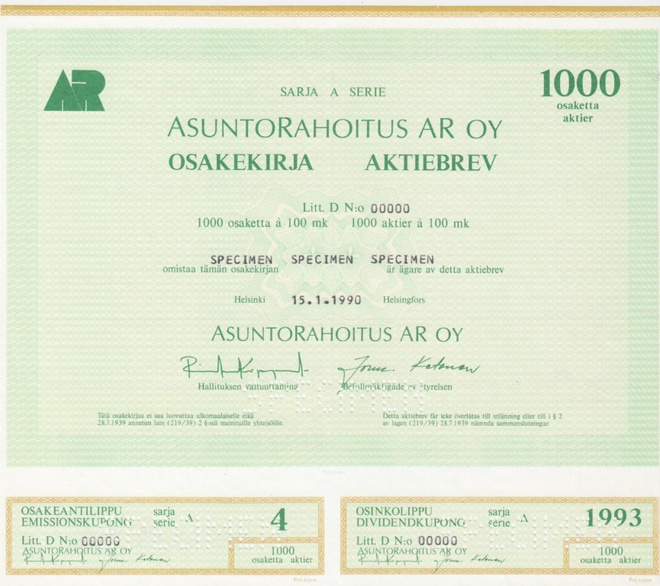 OKK 1990 Asuntorahoitus AR Oy spec, Helsinki