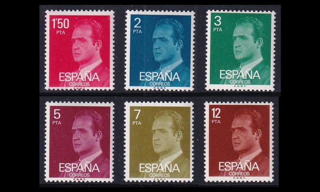 Espanja 2237-42x ** Käyttösarja kuningas Carlos I x-pap (1