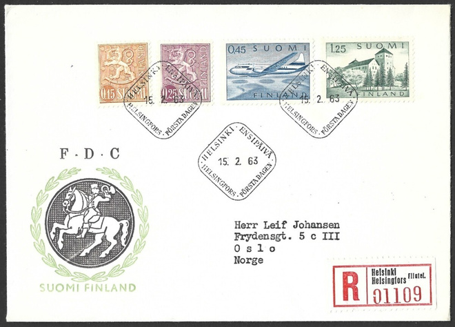 FDC 1963 Käyttösarja II Yleismerkit  LaPe 562 - 565