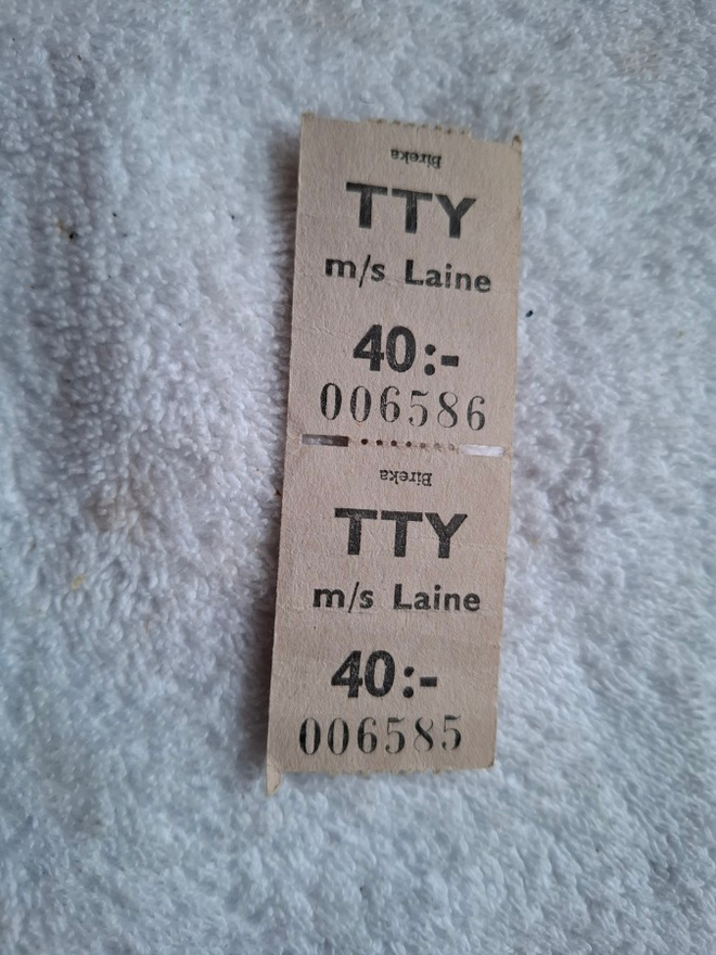 m/s Laine vanha pääsylippu pari laivalle