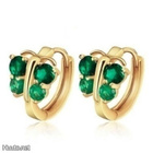 + 386 .. 9K Kulta Duble Green Crystal Perhonen .. Korvakorut - pikkukuva 5
