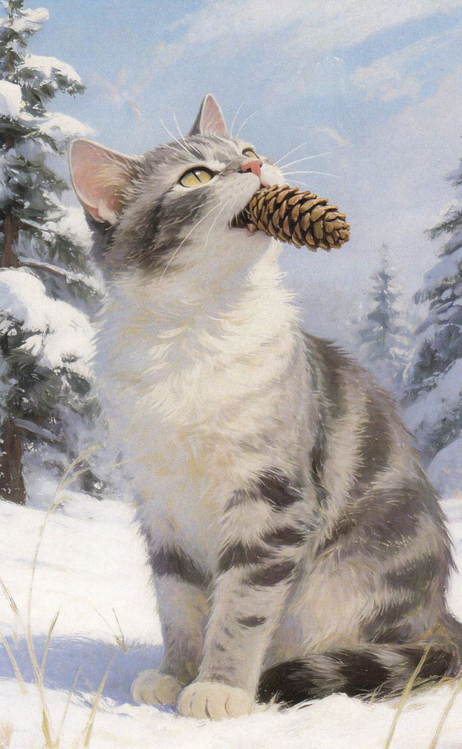 Kissalla käpy suussa
