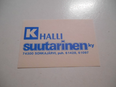 TT Etiketti K-halli Suutarinen Sonkajärvi