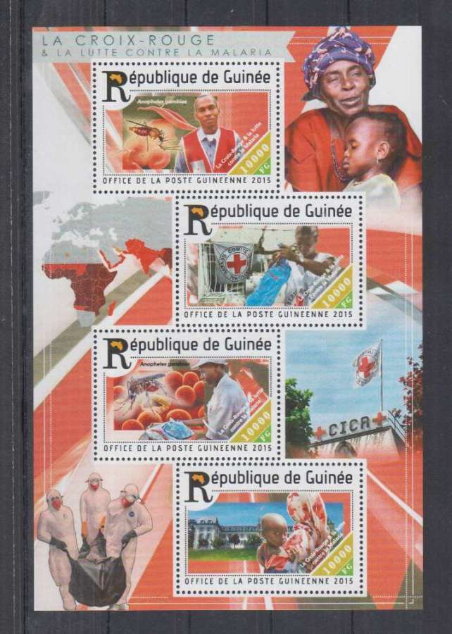 PUNAINEN RISTI blokki GUINEA 2015 **