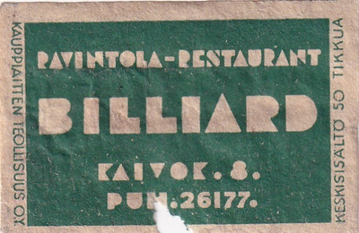 Ravintola BILLIARD , Kaivok. 4   4/11