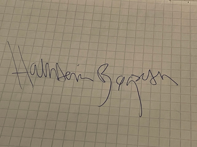 Hallstein Bøgseth nimikirjoitus paperilla