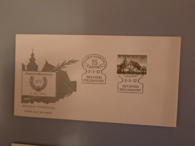 FDC Suomi 1957 M-54 II 50mk EL blanco teemakuori