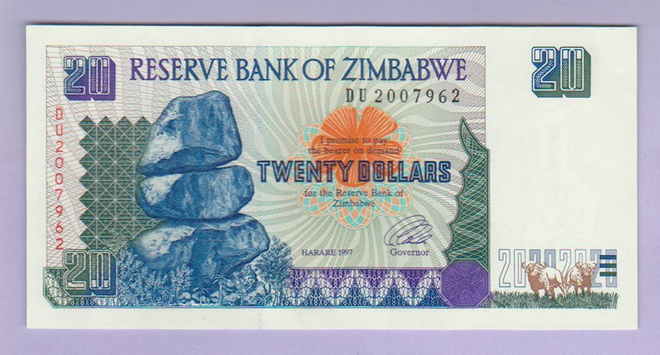 Zimbabwe 20 Dollars v.1997 UNC P-7