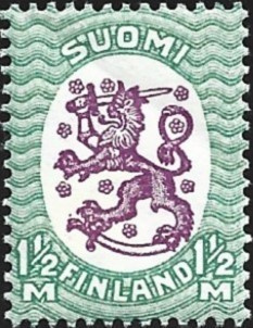 1929 M-17 Saarinen 1½ mk vihreä/lila ** LaPe 142 A vp