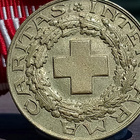 Pronssinen Suomen punainen risti mitali.  Halkaisija - 27 mm - pikkukuva 1