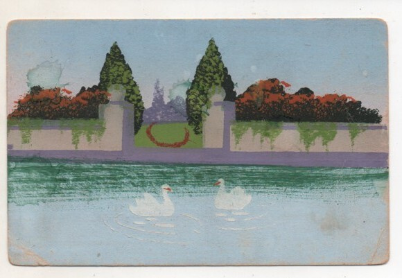 Kaunis vanha kortti 1924 kulkenut,