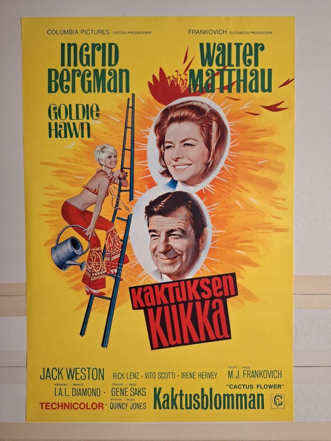 Kaktuksen kukka Vanha Elokuvajuliste Ingrid Bergman