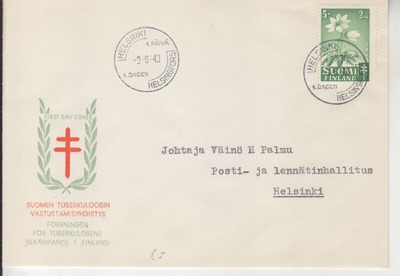 FDC 1949 TUB 5 mk yksin kuorella