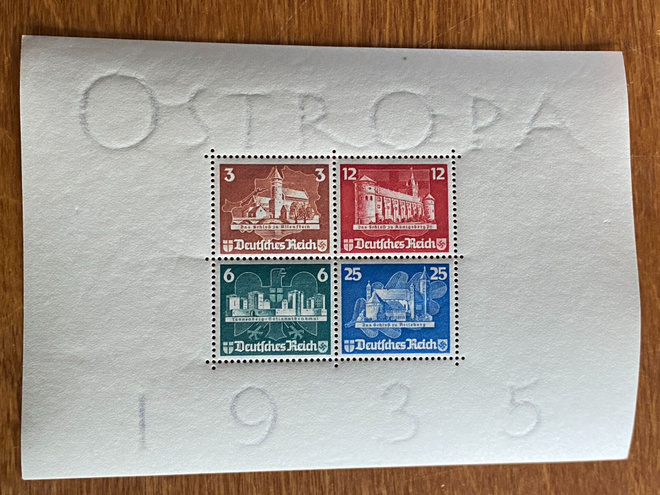 SAKSA REICH 1935 OSTROPA BL 3** (aitous todistus)