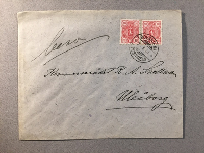 Postilähetys v. 1901 Rovaniemeltä Ouluun