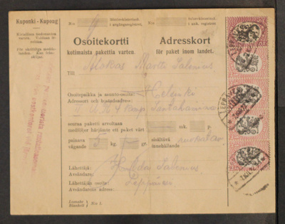 # 23385 # Osoitekortti Leppävesi > Helsinki, Uudenmaan ryk..