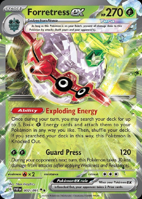 Forretress ex 002/091 - Paldean Fates - NM/M