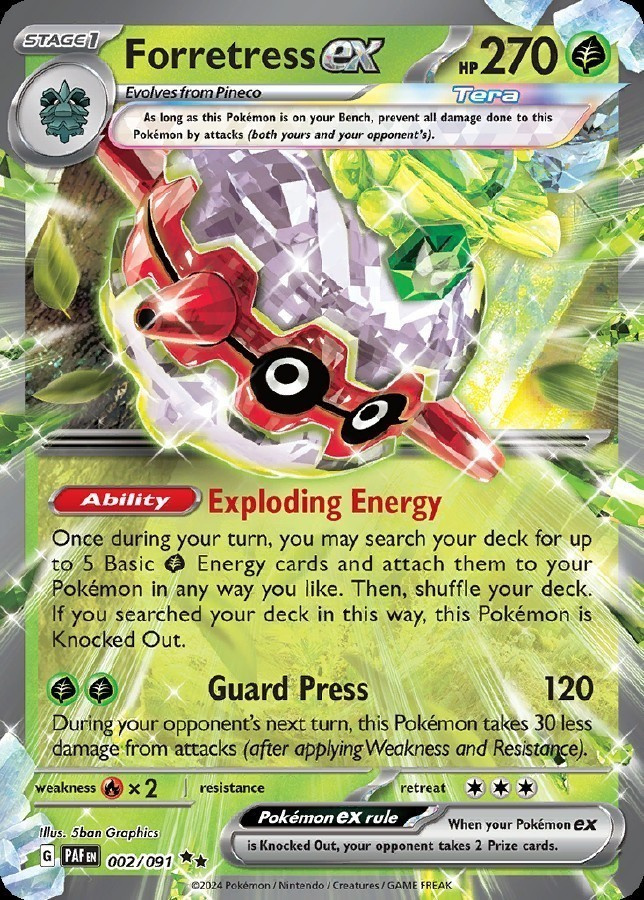 Forretress ex 002/091 - Paldean Fates - NM/M