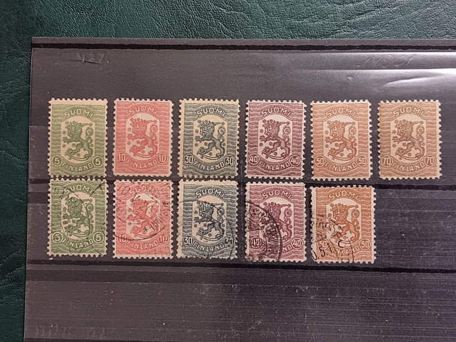 1918 Vaasanmalli postituoreet 5p-70p, leimatut 5p-50p