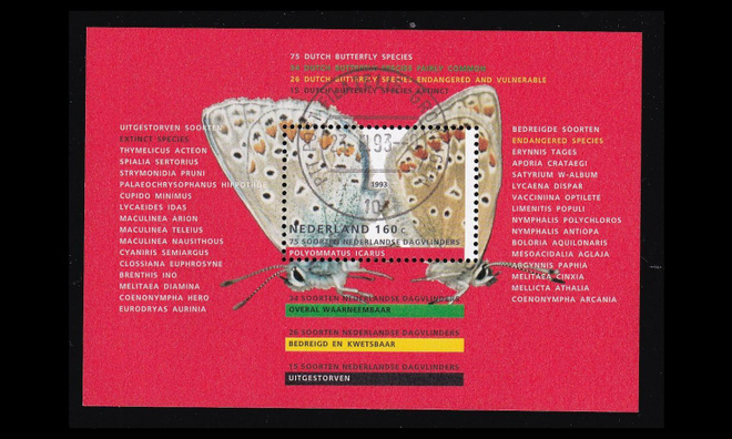 Alankomaat 1473BL38 o Luonto ja ympäristö perhonen (1993)