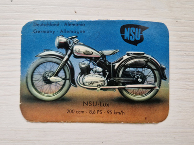 Kiiltokuva NSU Lux -moottoripyörä – 60/70-luvulta