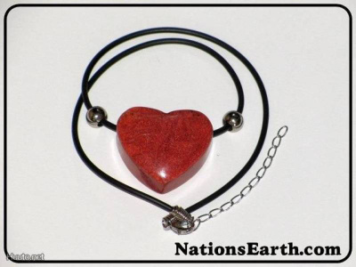 Red Sponge Coral Heart Shaped Pendant *NEW*