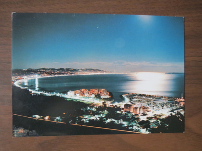 Cannes 1980-luku yömaisemakortti